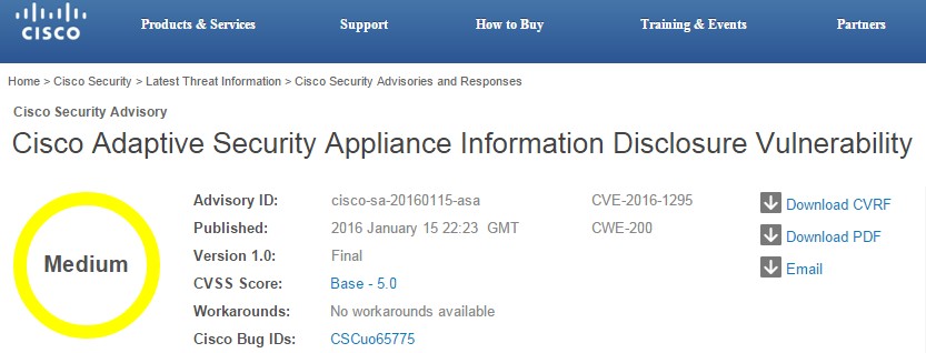 Cisco - ASA security vulnerability